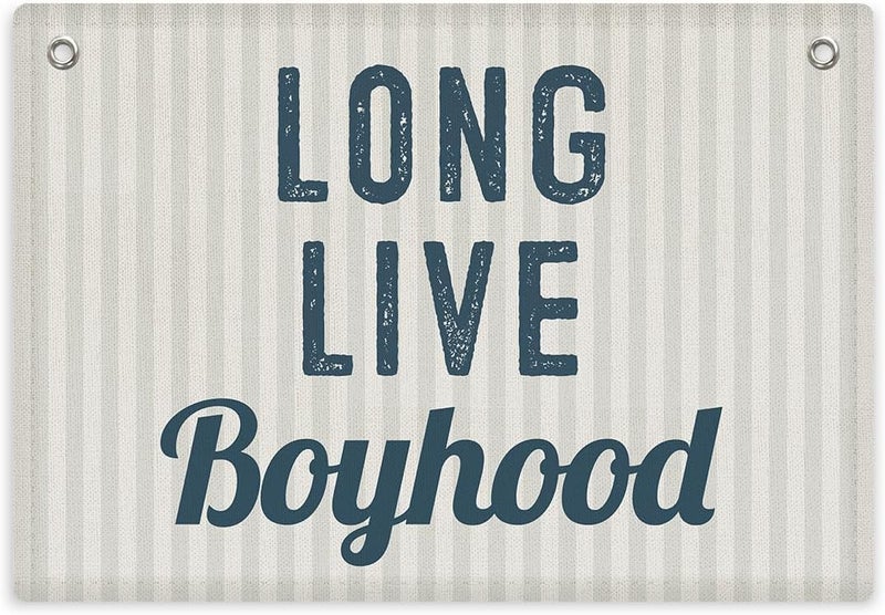XFN Toddler Boy Room Decor, Long Live Boyhood Banner, Boys Room Wall Decor, Banner Flag, 28.520 inches, Blue - Image 1